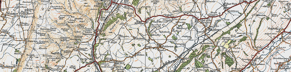Old map of Soudley in 1920