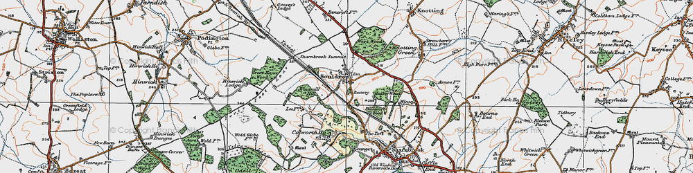 Old map of Souldrop in 1919