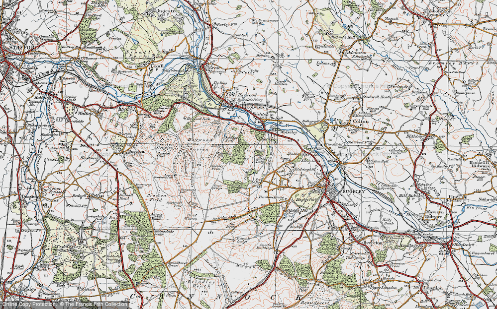 Old Map of Historic Map covering Wolseley Plain in 1921