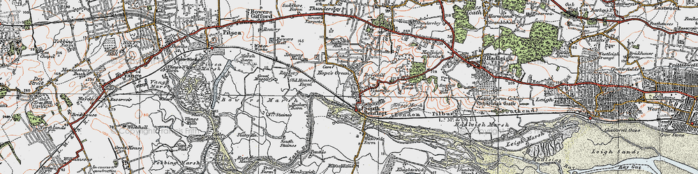 Old map of South Benfleet in 1921