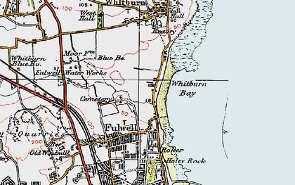 Old map of Whitburn Bay in 1925