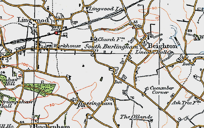 Old map of South Burlingham in 1922