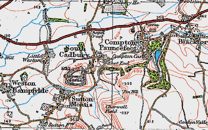Old map of South Cadbury in 1919