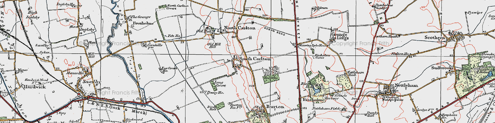 Old map of South Carlton in 1923