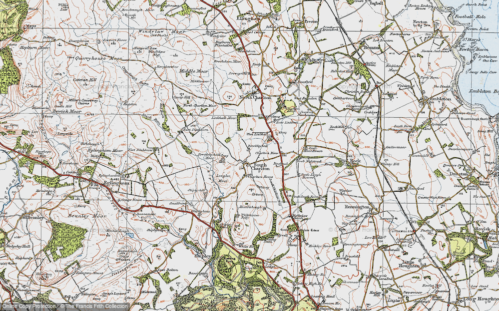 Old Map of Historic Map covering Brockleyhall in 1926