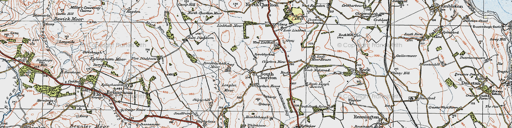 Old map of South Charlton in 1926