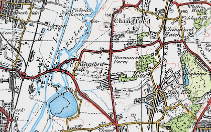 Old map of Lea Valley Walk in 1920