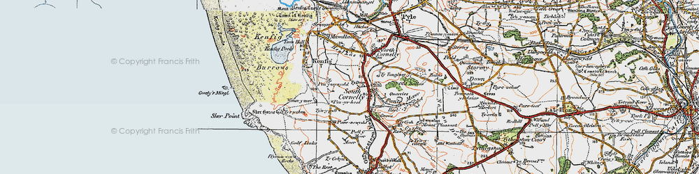 Old map of South Cornelly in 1922