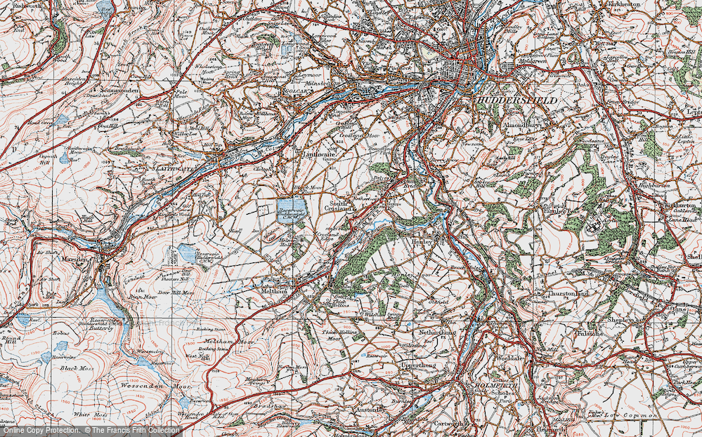 Old Map of South Crosland, 1924 in 1924