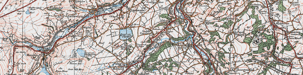 Old map of South Crosland in 1924