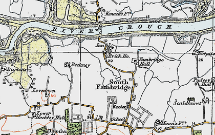 Old map of South Fambridge in 1921