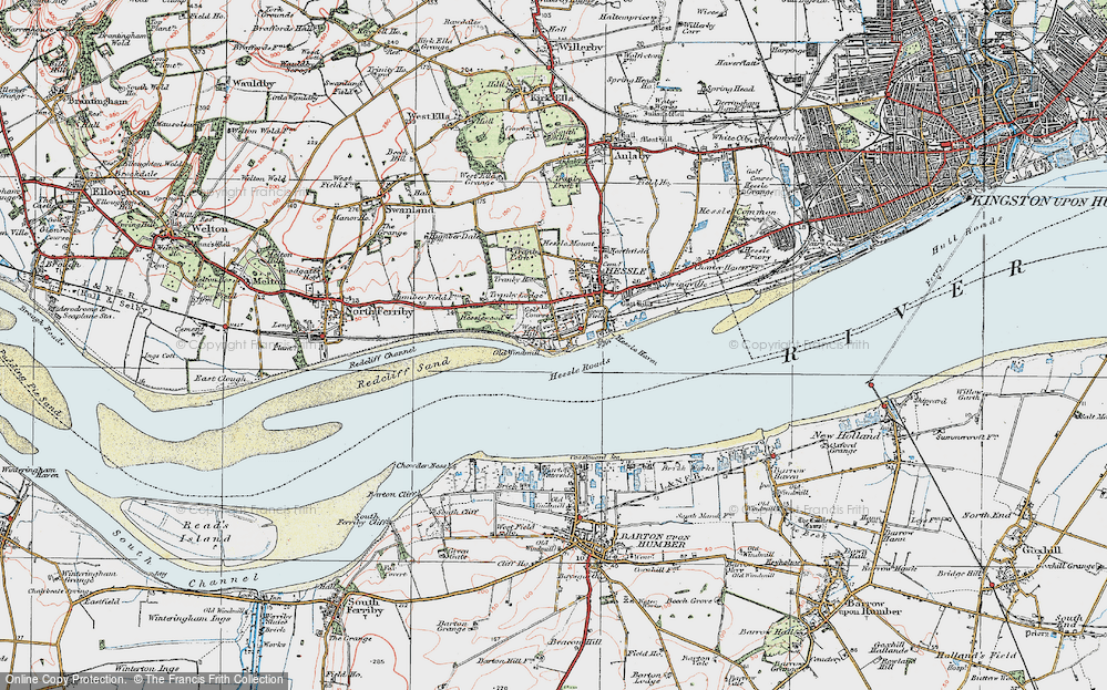 Old Map of Historic Map covering Humber Bridge in 1924