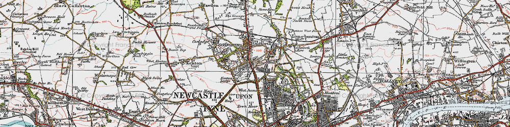 Old map of South Gosforth in 1925