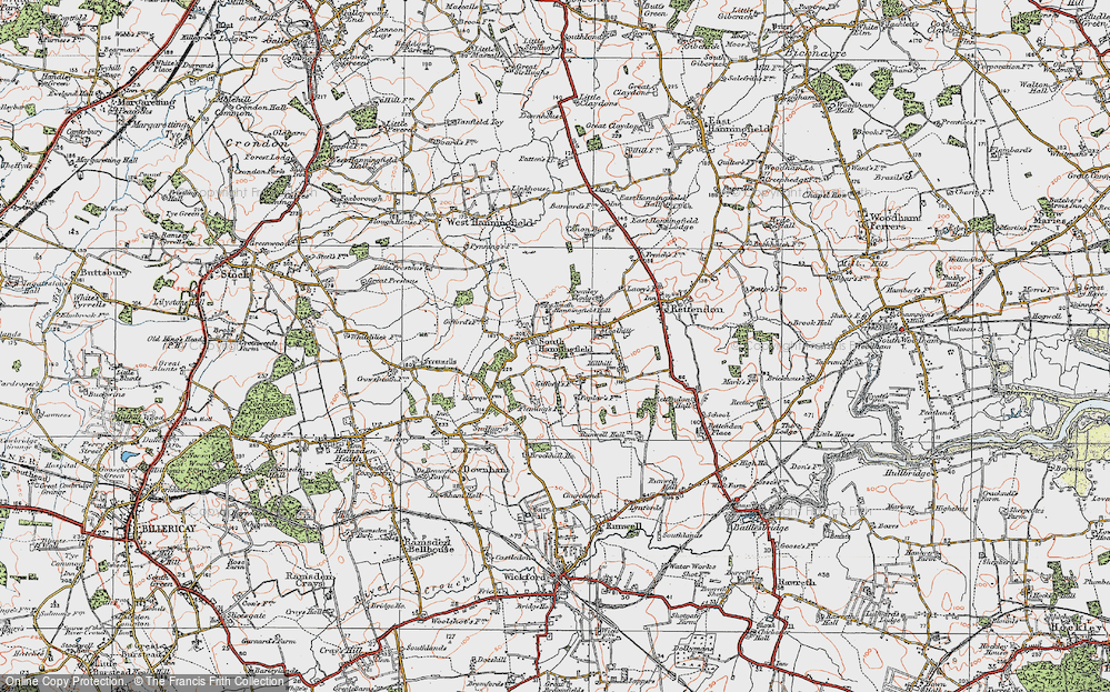 Old Map of South Hanningfield, 1921 in 1921