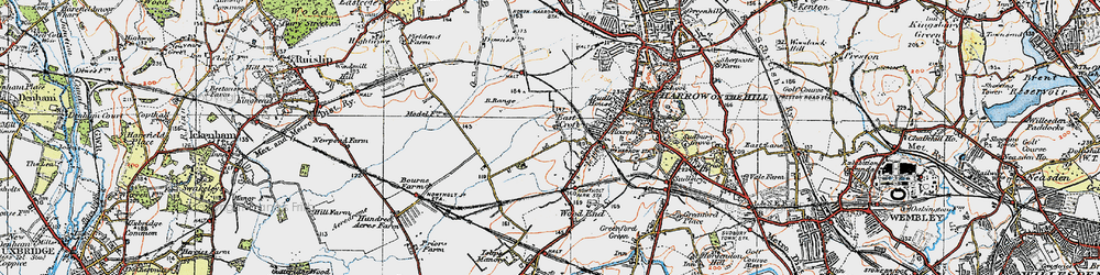 Old map of South Harrow in 1920