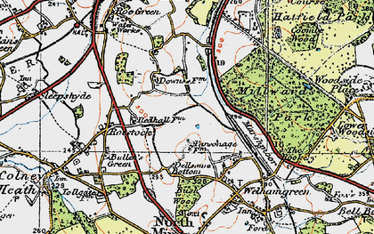 Old map of South Hatfield in 1920