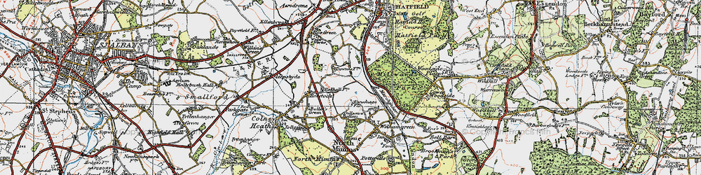 Old map of South Hatfield in 1920