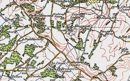Old map of Brabourne Coomb in 1920