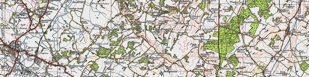 Old map of Brabourne Coomb in 1920