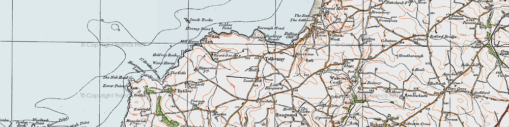 Old map of Ticklas Point in 1922