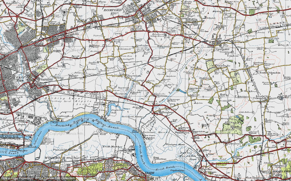Old Map of Historic Map covering Bretons in 1920