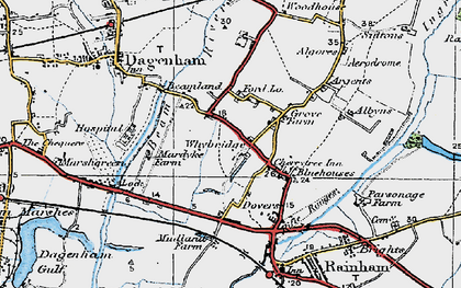 Old map of South Hornchurch in 1920