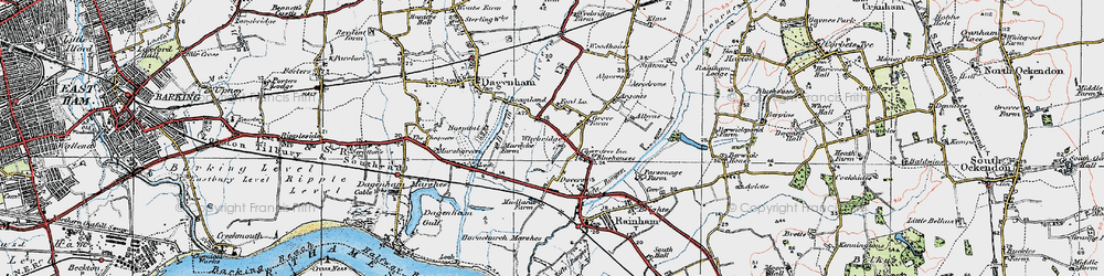 Old map of South Hornchurch in 1920