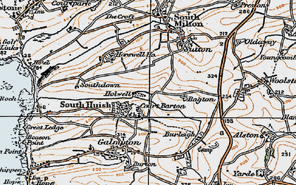 Old map of South Huish in 1919