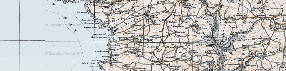 Old map of South Huish in 1919