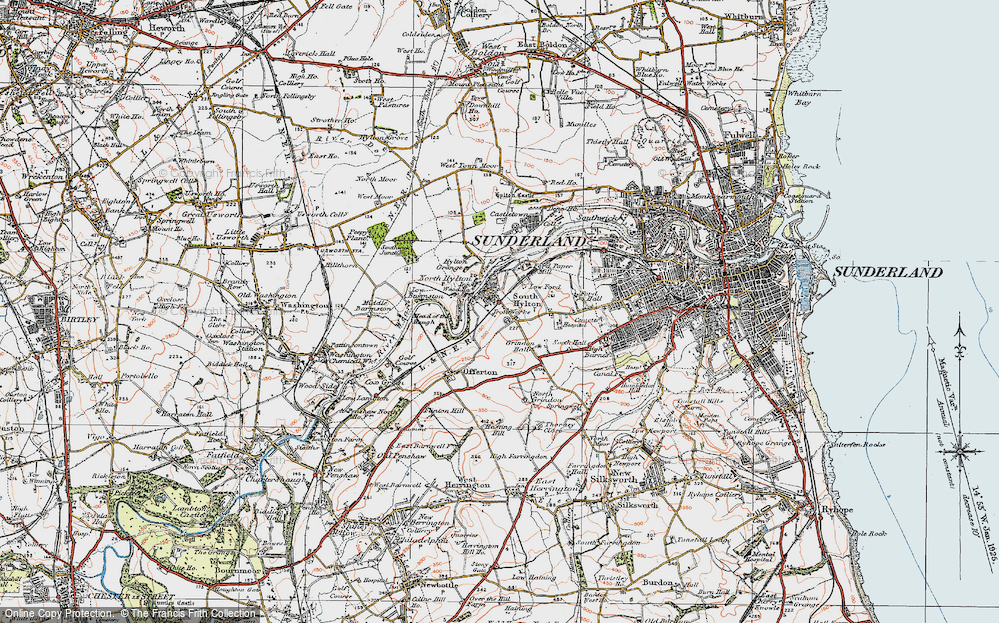 Old Map of South Hylton, 1925 in 1925