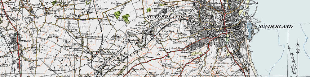 Old map of South Hylton in 1925