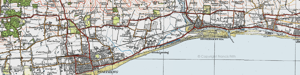 Old map of South Lancing in 1920
