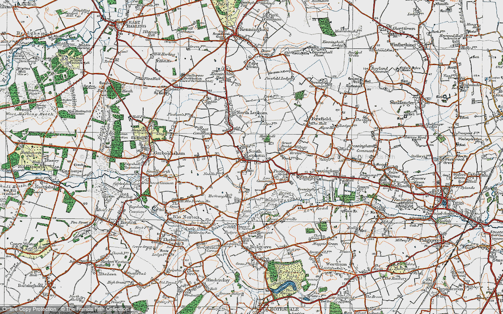 Old Map of South Lopham, 1920 in 1920