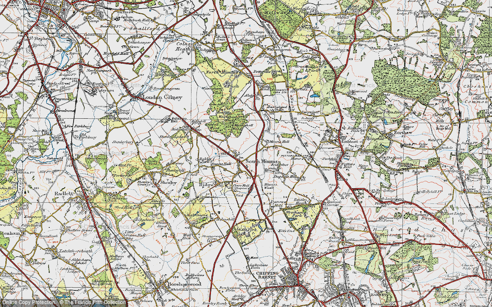 Old Map of South Mimms, 1920 in 1920