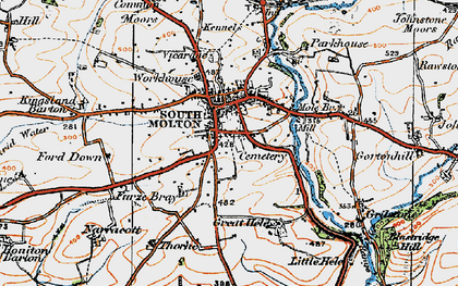 Old map of South Molton in 1919