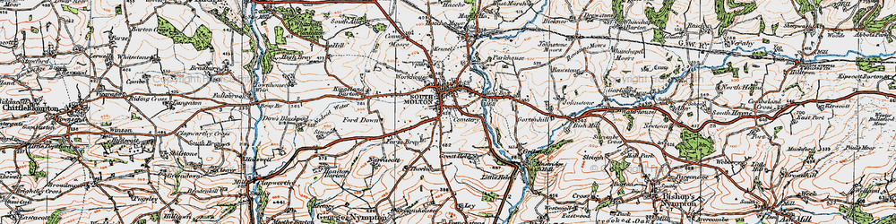 Old map of South Molton in 1919