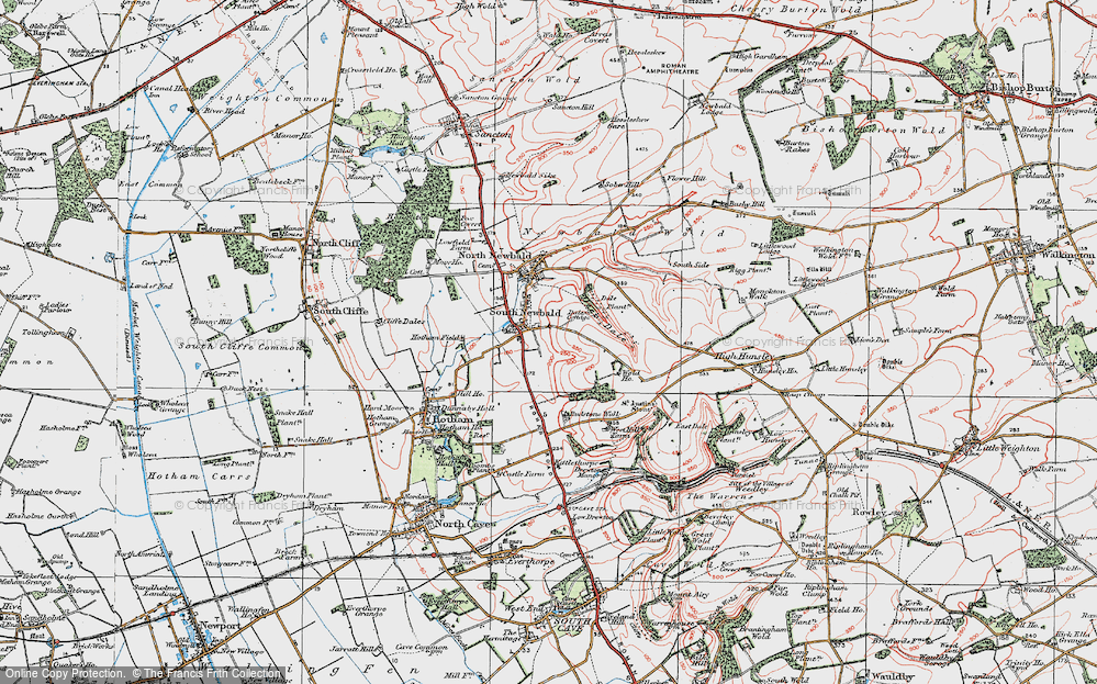 Old Map of South Newbald, 1924 in 1924