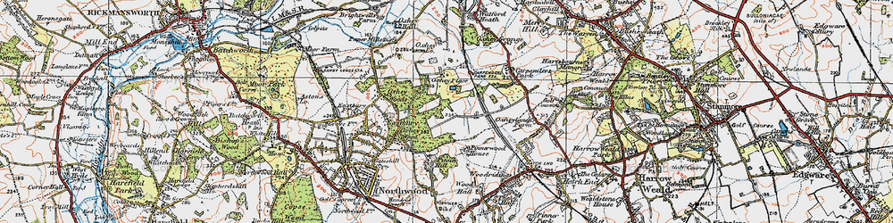 Old map of South Oxhey in 1920