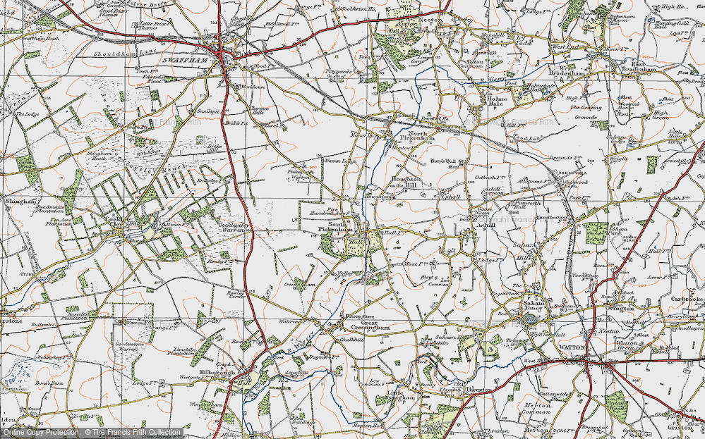 Old Map of South Pickenham, 1921 in 1921
