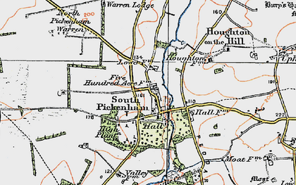 Old map of South Pickenham in 1921