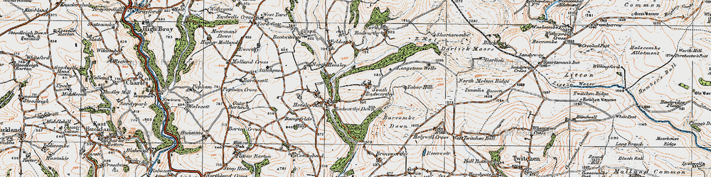 Old map of South Radworthy in 1919