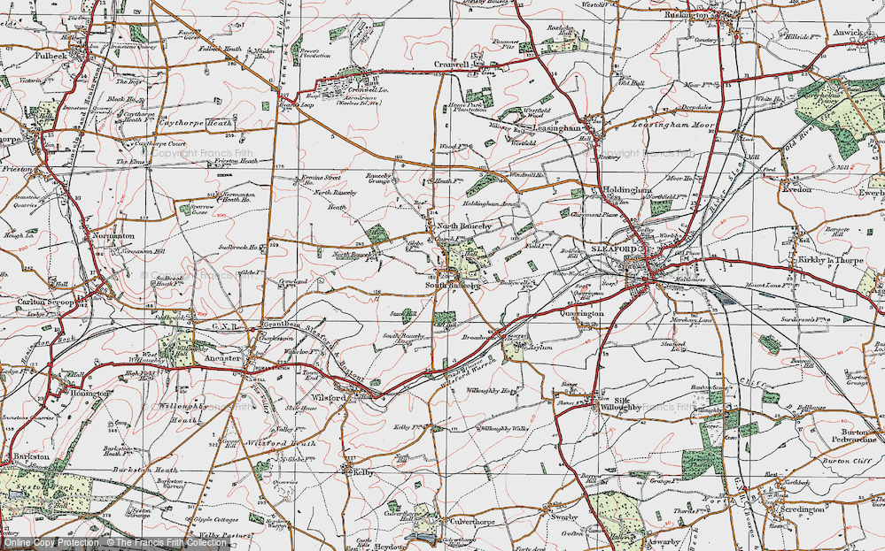 Old Map of South Rauceby, 1922 in 1922