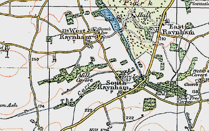 Old map of South Raynham in 1921