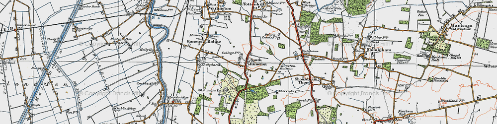 Old map of South Runcton in 1922
