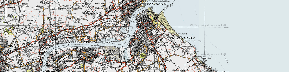 Old map of South Shields in 1925