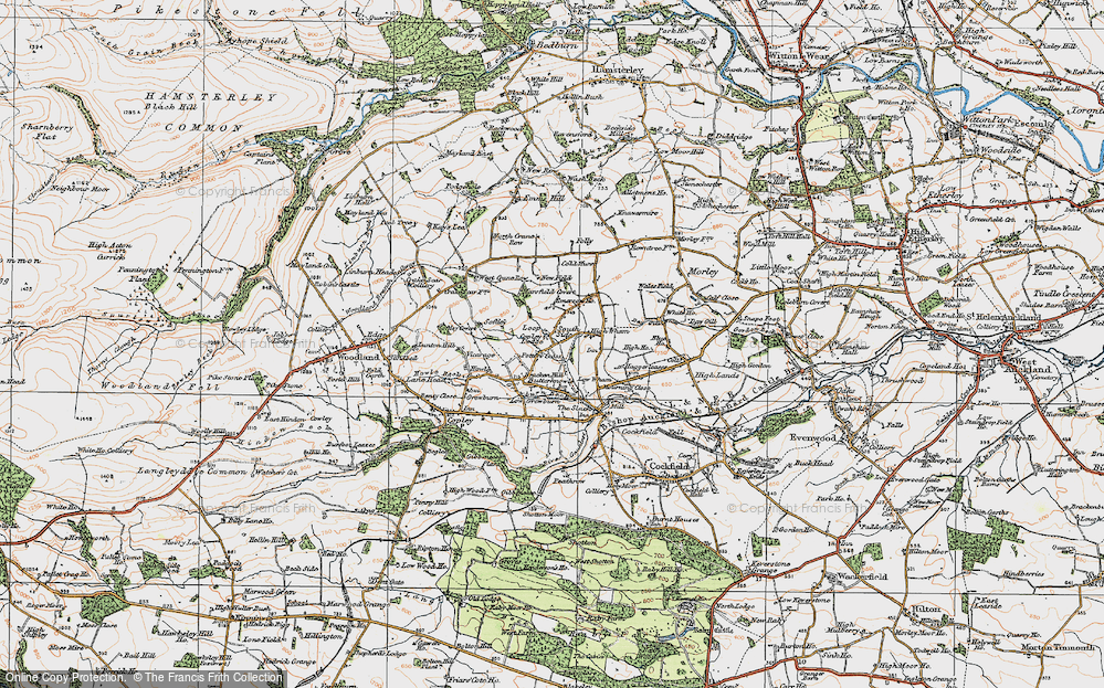 Old Map of Historic Map covering Potter's Cross in 1925