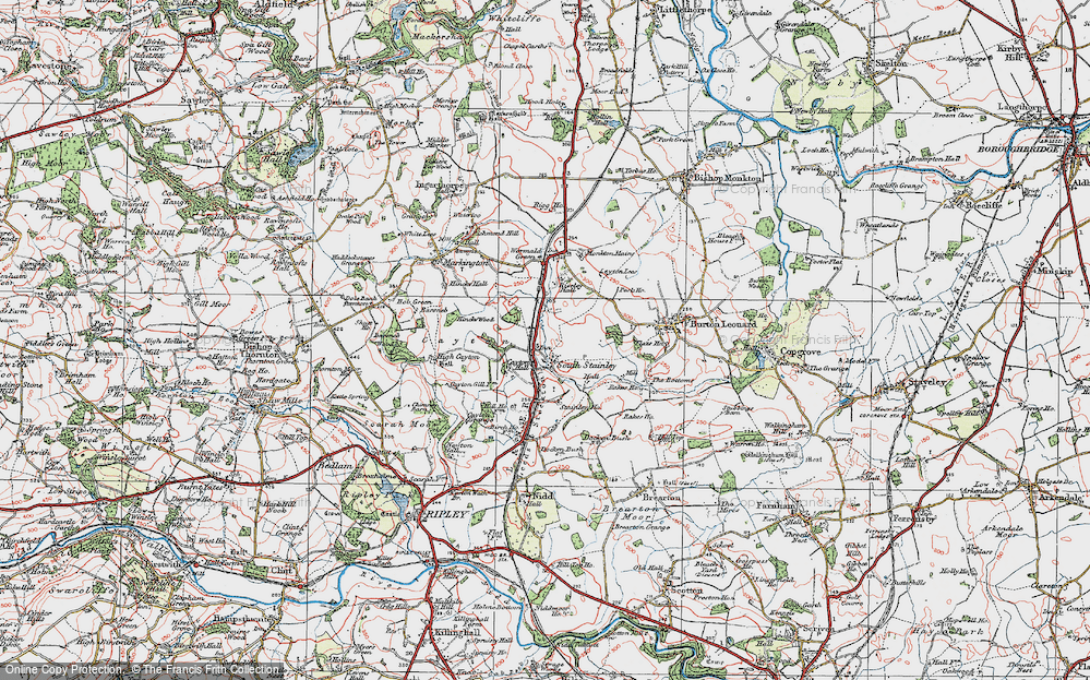 Old Map of Historic Map covering Wormald Green in 1925