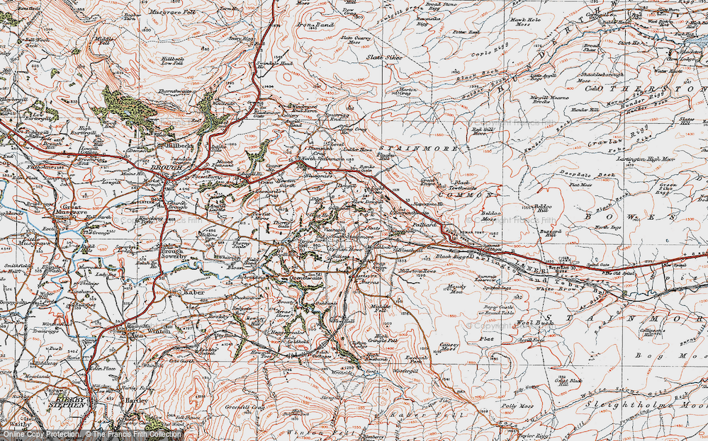 Old Map of Historic Map covering Black Tewthwaite in 1925