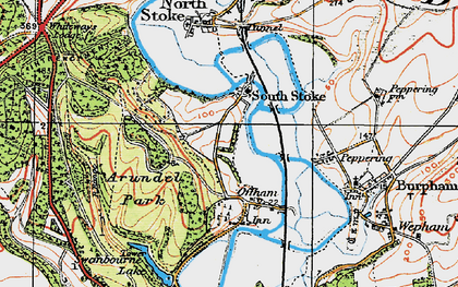 Old map of South Stoke in 1920