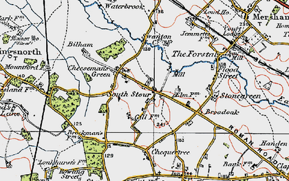 Old map of South Stour in 1921